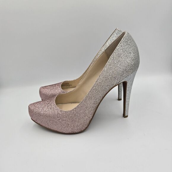 Jessica Simpson Parisah 5" Platform Pump Silver Glitter Ombre Women's Size 8.5 M - Picture 1 of 9